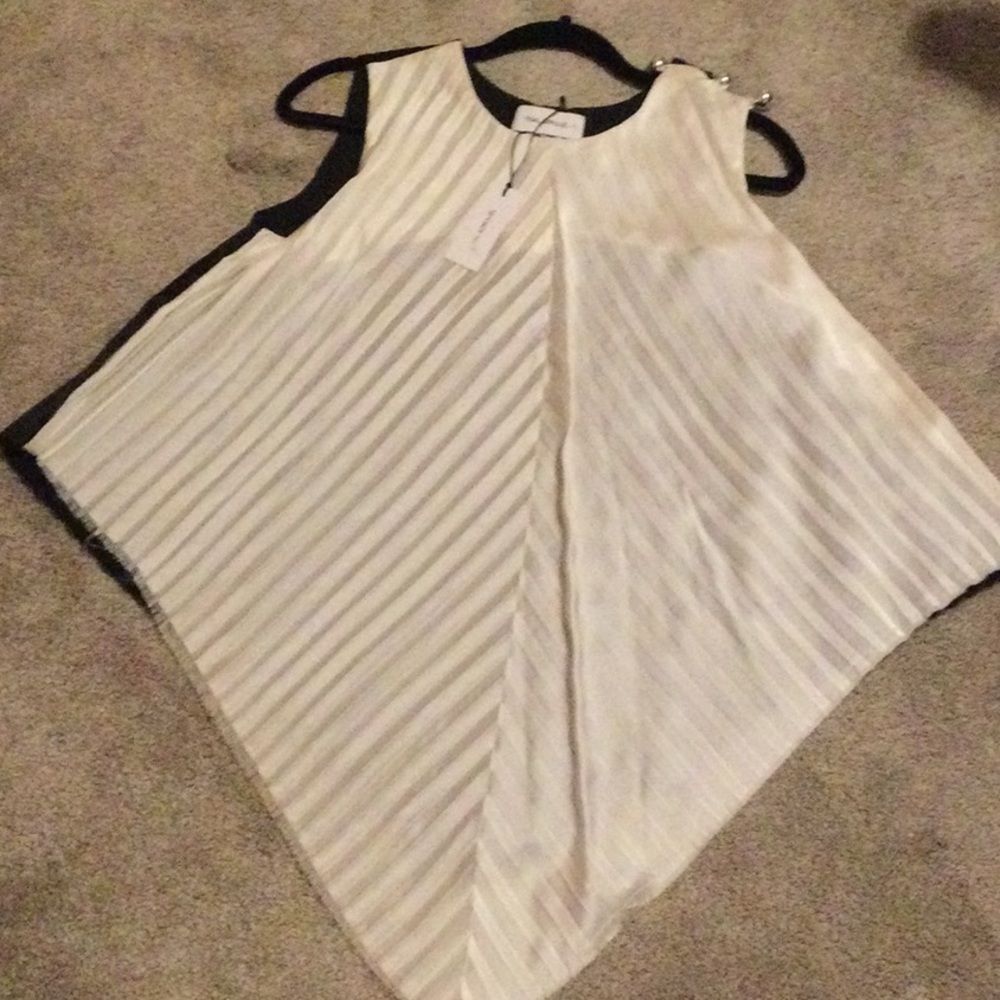 Yigal Azrouel Two tone Chevron pleat topñ - Picture 4 of 11